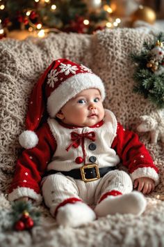 baby Christmas outfit Baby Christmas Outfits, Cute Santa, Santa Hats, Cute Accessories