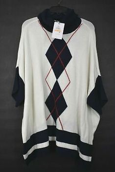 Great Shopping Tommy Hilfiger Women Long Sleeve Turtle Neck Side Slit Argyle Poncho Sweater S, Women's Sweaters Poncho Sweater, Women's Sweaters, Tommy Hilfiger Women, Jacket Style, Sweater Outfits, Women Long Sleeve, Tommy Hilfiger, Sweaters For Women, Turtle Neck