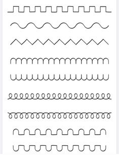 a set of different lines that have been drawn in black and white, with the same line