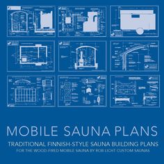 the cover of mobile sauna plans, with blueprints and instructions on it