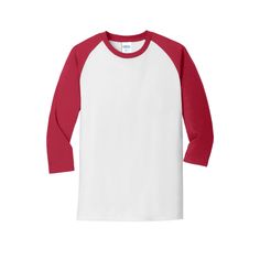 Shop Port & Company® Core Blend 3/4-Sleeve Raglan Tee at Michaels. com. This raglan style shirt gives a classic, moisture-wicking team look at a great value. This raglan style Port & Company shirt gives a classic, moisture-wicking team look at a great value. Perfect to use to make shirts for teams, family reunions, events and so much more. Details: Available in multiple sizes and colors 3/4-sleeve Raglan style Moisture-wicking material Made with up to 5% recycled polyester from plastic bottles R White Cotton Baseball Jersey With Raglan Sleeves, Red Cotton Casual Baseball Jersey, Casual Red Cotton Baseball Jersey, Red Cotton Short Sleeve Baseball Jersey, Red Cotton Half Sleeve T-shirt, Red Half Sleeve Cotton T-shirt, White Cotton T-shirt With 3/4 Sleeves, Basic Cotton Tops With 3/4 Sleeves, Basic 3/4 Sleeve Cotton Top