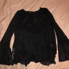 Elegant Black Blouse From Altar’d State, Never Worn And In Perfect Condition! Super Cute Detailing Around Neck And Towards Bottom Of Sleeves. Sleeves Are 3/4 Length. Lacey Blouse, Tops Black, Altar'd State, Black Blouse, Top Blouse, Super Cute, Womens Tops, Women Shopping, Black