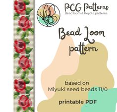 the bead loom pattern has been designed to look like flowers and leaves on it