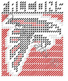 a cross stitch pattern in red and black