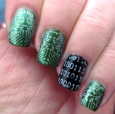 Circuit Board Nails, Circuit Nails, Computer Nails, Tech Nails, Nails Now, Nail Polish Art, Sinful Colors, Black On Black