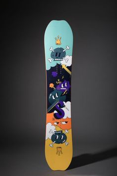 a snowboard with an image of cartoon characters on the bottom half of it's board