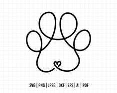 a dog's paw with a heart on it and the words svg / png