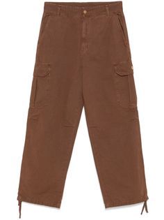 chocolate brown cotton canvas concealed fly and button fastening belt loops two diagonal pockets to the sides two side box-pleat pockets two rear welt pockets logo patch to the rear pleat detailing drawstring ankles Cargo Pants Brown, Side Box, Pants Brown, Statement Shirt, Balenciaga Triple S, Dress Watch, Custom Watch, Short Suit, Carhartt Wip