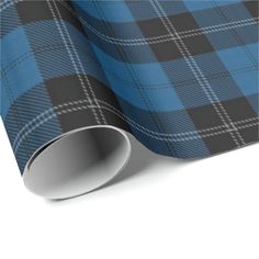 a blue and black plaid pattern wrapping paper