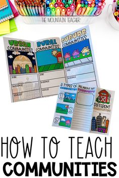 how to teach communities in the classroom with these free printables and coloring pages