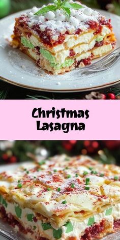 christmas lasagna is an easy and delicious dessert that's ready to be eaten