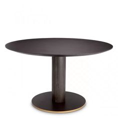 a round table with a black top and gold trim around the base, on a white background