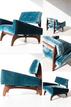 Canadian Modern Lounge Chair in Teal Mohair - 1519 Groovy Furniture, Deer Hide, Modern Ottoman, Chair Ideas, Sofa Storage, Fantastic Furniture, High Back Chairs, Modern Lounge Chairs, Modern Storage