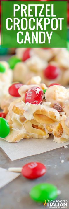 the pretzel crockpot candy is ready to be eaten