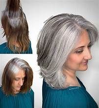 blending in greys in brown hair pictures - Yahoo Image Search Results Lob Haircut Gray Hair, Nanny Hairstyles, Gray Bob, Grey Bob Hairstyles, Long Silver Hair, Bobbed Hair, Gray Hairstyles, Grey Hair Looks, Grey Bob