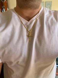 "Gorgeous handmade men's or women's crucifix pendants 3 choices of finish: Yellow gold cross w. silver jesus Silver cross w. yellow gold jesus Silver cross w. rose gold jesus Nice size 1.75\" x 1.25\" (2\" with bale) Weighs around 5 grams Handmade in Italy! Will never turn green! SOLID 925 SILVER...stamped 925 IF YOU ONLY WANT PENDANT, SELECT \"0\" CHAIN Buy pendant only or with choice of 2mm rope chains Chains also made in Italy & are solid sterling silver Ships fast" 10k Gold Chain, Mens Cross Necklace, Red Stone Ring, Colored Engagement Rings, Moissanite Earrings, Black Onyx Ring, Turquoise Rings, Gold Bracelet Chain, Sterling Silver Mens