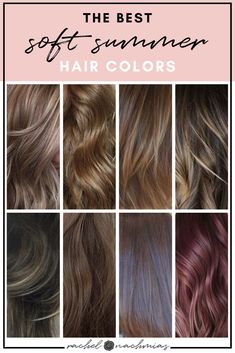 Classic Summer Hair Color, Cool Summer Color Palette Hair Colour, Hair Color For Muted Summer, Soft Summer Metallics, Created Colorful Soft Summer, Edgy Soft Summer Outfits, Summer Color Palette Hair Colour, Seasonal Hair Color, Make Up For Soft Summer Type