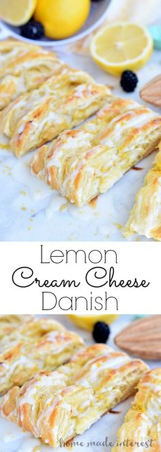 lemon cream cheese danish with blueberries and lemons