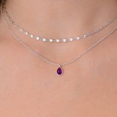 This layered Amethyst droplet necklace is a set of 2. The chains are solid sterling silver 925. They have an extension so that the size can be adjusted. The one necklace is a plain chain while the other has a teardrop stone on it. Silver And Purple Necklace, Silver Layered Necklace, Droplet Necklace, Necklaces Silver, Necklace Amethyst, Layered Necklaces Silver, Necklace Purple, Prom Ideas, Layered Necklace Set