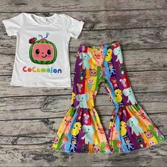 Size 12 Months (Xs) Size 2t (S) Size 3t (M) Size 4t (L) Size 5-6t (Xl) Size 6-7 (2xl) Cute White Summer Pants, Playful Cotton Summer Pants, Playful Summer Cotton Pants, Summer Cartoon Print Bottoms For Playtime, Summer Cartoon Print Bottoms For Playwear, Casual Playtime Pants, Fun Multicolor Pants For Spring, Playful Multicolor Spring Pants, Summer Bottoms With Cartoon Print For Playtime