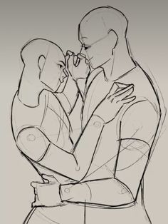 a drawing of two people hugging each other