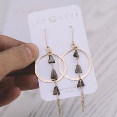 Earrings | Lux Reve Handmade Chandelier Earrings, Hammered Metal Jewelry, Quartz Hoop Earrings, Boho Hoop Earrings, Boho Earring, Lotus Earrings, Earring Wires, Rustic Jewelry, Earrings Inspiration