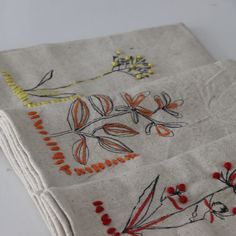 Delicate Flower Embroidered Cotton Napkins Set of 4 - Holistic Habitat Clothes Embroidery, Table Clothes, Embroidered Napkins, Printed Napkins, Embroidery On Clothes, Creative Co Op, Cotton Napkins, Curated Gifts, Linen Napkins