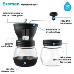 an image of a coffee grinder with instructions on how to use the attachments