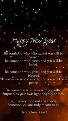 a happy new year message with sparkles