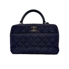 Chanel 2018 Denim Trendy CC Bowling Bag with Dustbag and Silver Tone Hardware Designer = Chanel Color = Navy Material = Denim Condition = Very Good Height = 6.5 Width = 10 Depth = 5.5 Class = Premier Location: Glencoe Item Number: 19740-135 Item ID: 299526 Category: Handle Bag Chanel Denim, Premier Jewelry, Bowling Bag, Suit Shoes, Bowling Bags, Loafer Mules, Pump Sandals, Handle Bag, Handbag Backpack