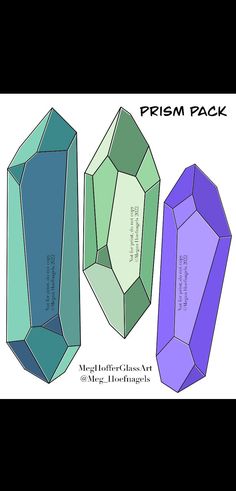 three different colored diamond shapes with the words prism pack written below them in black and white