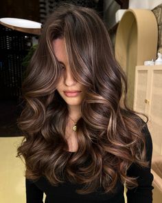 Brunet Hair Ideas, Hair Inspo Brown Balayage, Caramel Hair Lowlights, Brown Hair Inpos, Good Hair Colors For Brown Hair, Light Chestnut Brown Hair Balayage, Chestnut Highlights Curly Hair, Darker Highlights For Brown Hair, Dark Rich Brown Hair With Highlights