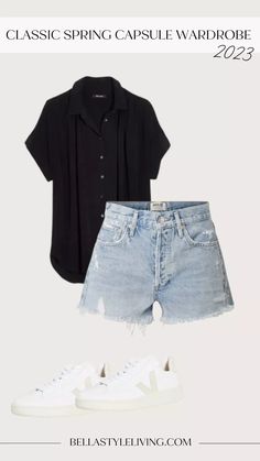 Need some style inspiration for your spring capsule wardrobeWe're sharing 20 must-have pieces plus spring outfit ideas for your next outing. Summer Sneaker Outfits, Casual Neutral Outfits, Clothes Encounters, Stylish Outfits Casual, Capsule Wardrobe Casual, Everyday Casual Outfits, Fashion Capsule Wardrobe