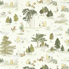 an animal themed wallpaper with trees and animals