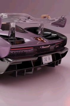 a purple sports car is shown in this 3d image, it appears to be an electric vehicle