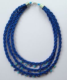 Fabrice necklace, braided necklace, bib necklace, tshirt jewellery,multi strand necklace, ropes necklace, blue necklace, glass beads Necklace Glass Beads, Braided Necklace, Necklace Blue, Rope Necklace, Blue Necklace, Multi Strand Necklace, Bib Necklace, Cord Necklace, Minimalist Necklace