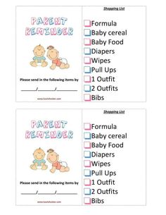 printable baby shower checklist for parents and babies