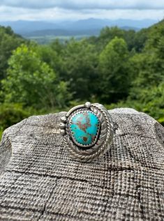 Beautiful turquoise. Size 6 Western Style Turquoise Ring Collectible, Rustic Silver Turquoise Ring Gift, Rustic Silver Turquoise Ring For Gift, Adjustable Untreated Turquoise Ring, Adjustable Turquoise Western Ring, Adjustable Size Turquoise Western Ring, Adjustable Collectible Turquoise Ring, Rustic Adjustable Turquoise Ring, Adjustable Rustic Turquoise Ring