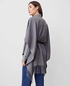 Our cinched fringe poncho is an elevated layer that's always at ease. Fringe at ends.,Imported:Imported,Fabrication:55% PES, 45% Viscose,Garment Care:Machine Washable Fringe Belted Poncho by Ann Taylor Size regular - M/L Quiet Shade Grey Women's Ponchos, Wraps, Kimonos, Fashion, Accessories, 55%, PES, 45%, Viscose, Machine, Washable Oversized Spring Outerwear With Tassels, Oversized Tassel Outerwear For Spring, Winter Cape With Tassels, Winter Fringe Cape Outerwear, Oversized Tassel Outerwear For Fall, Fringe Poncho Cape For Fall, Fringed Cape Poncho For Fall, Fringe Cape Poncho For Fall, Fall Fringe Cape Poncho