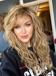 Chantal Beach Waves Full Monofilament Luxury Wig *Final Sale* | SophiaRene Boutique Thick Wavy Haircuts, Wavy Long Hair, Long Hair Older Women, 80's Hair, Feathered Bangs, Layered Hair With Bangs, Waves Hair, 1970s Women, Beach Wave Hair