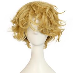 Short Curly Blonde Hair Men, Blonde Wig Curly, Short Curly Blonde Hair, Blonde Short Wig, Short Blonde Wigs, Man Wig, Oc Hair, Wigs For Men, Blonde Hair Boy