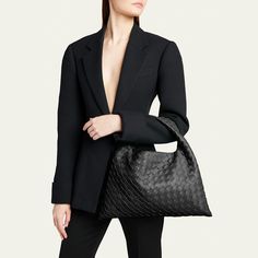 Bottega Veneta "Hop" hobo bag in intrecciato leather  Flat top handle, 6.5" drop Fold-over flap top with magnetic closure  Interior, one zip pocket  Approx. 8"H x 16.1"W x 2.9"D Made in Italy Bottega Hop Bag, Intrecciato Weave Shoulder Bag For Business, Formal Hobo Bag With Intrecciato Weave And Top Handle, Formal Top Handle Woven Leather Hobo Bag, Formal Woven Leather Hobo Bag With Top Handle, Top Handle Woven Leather Bag For Work, Woven Leather Top Handle Bag For Work, Rectangular Intrecciato Weave Shoulder Bag For Work, Modern Intrecciato Weave Shoulder Bag For Work