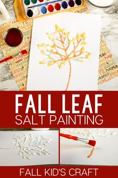 fall leaf salt painting is an easy art project for kids