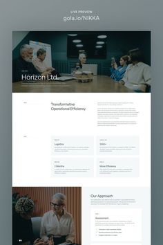 the homepage design for horizon, a company that sells products and services to customers