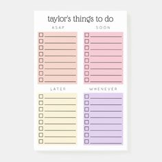 taylor's things to do planner stickers in pastel pink, lavender and light blue