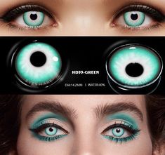 Color Contacts For Halloween, Contact Case, Color Contact Lenses, Blue Black Color