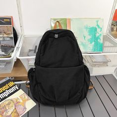 Material: canvasColor: black, khaki, white, army greenLength, width and height dimensions: 36x18x41cmProduct Includes: 1 backpackProduct Overview:1. Made of high quality material, durable.2. Due to manual measurement, please allow 2-3% error.3. Due to different monitors, color difference is difficult to avoid, please refer to the actual product.4. If there is any problem, please feel free to contact us, we will solve it for you and give you the best service. Large Capacity Solid Color Canvas Bag For School, Solid Large Capacity Canvas Bag For School, Solid Canvas School Backpack, Solid Color Canvas School Backpack, Casual Canvas Backpack For Students, Casual Canvas Student Backpack, Student Cotton Backpack, Casual Black Canvas Bag For School, Black Cotton Canvas School Bag