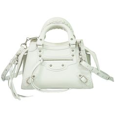 Balenciaga Neo City Mini 2way Shoulder Bag Handbag Pochette White Size: [Beside] 21cm (8.26inch)[Vertical] 14cm (5.51inch)Depth 7 Cm (2.75 Inches)[Handle] 23cm (9.05inch)[Strap] 89cm-131cm (35.03inch-51.57inch) Balenciaga Shoulder Bag White, Bags Balenciaga, Balenciaga Bag, White Color, Bags Handbags, Balenciaga, Bag Lady, Shoulder Bag, Handbags