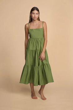 Maya Dress | Sale – MIKOH Cotton A-line Dress For Date Night, Cotton A-line Dress For Day Out, Date Night Square Neck Sundress Midi Dress, Date Night Square Neck Sundress, Square Neck Cotton Dress For Day Out, Casual Cotton Sundress Midi Dress, Casual A-line Dress For Dress Down Occasions, Chic Green Midi-length Tiered Dress, Chic Green Midi Length Tiered Dress