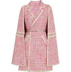 Pink Coats For Women, Winter Cloak, Tweed Overcoat, Grunge Outfit, Pink Tweed, High Street Fashion, Retro Mode, Tweed Coat, Pink Coat